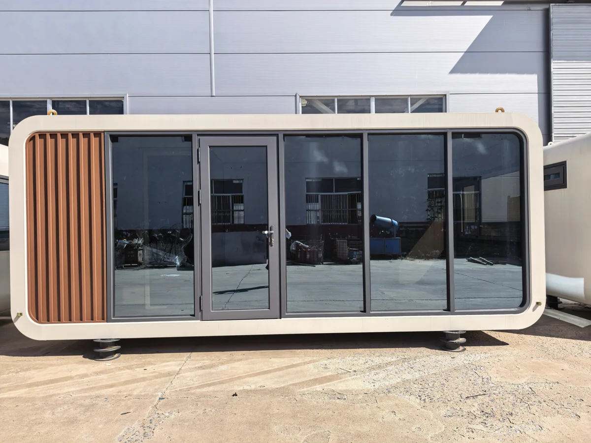 Apple Cabin with glazed frontage and rounded frame