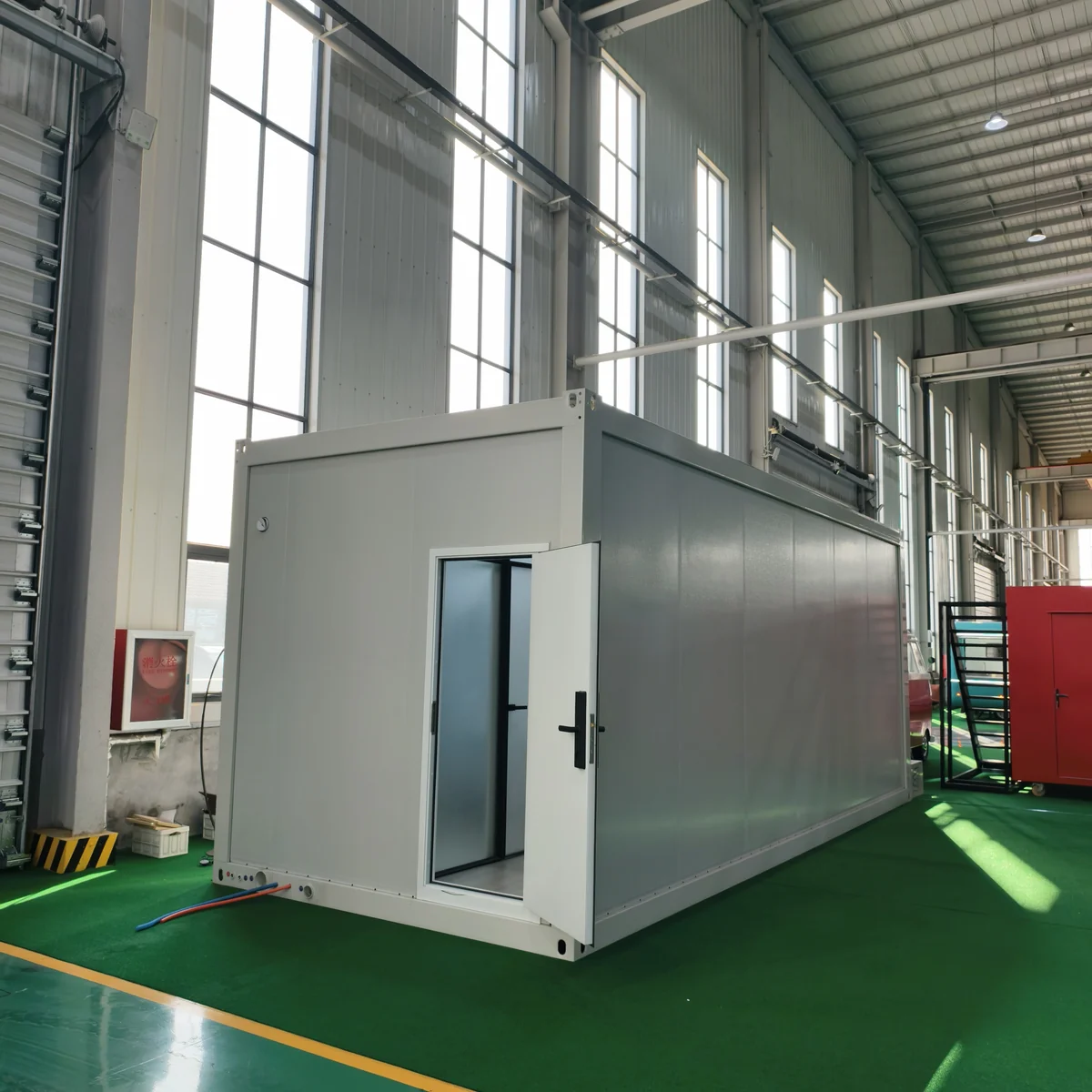 Frame and panel modular building in the showroom