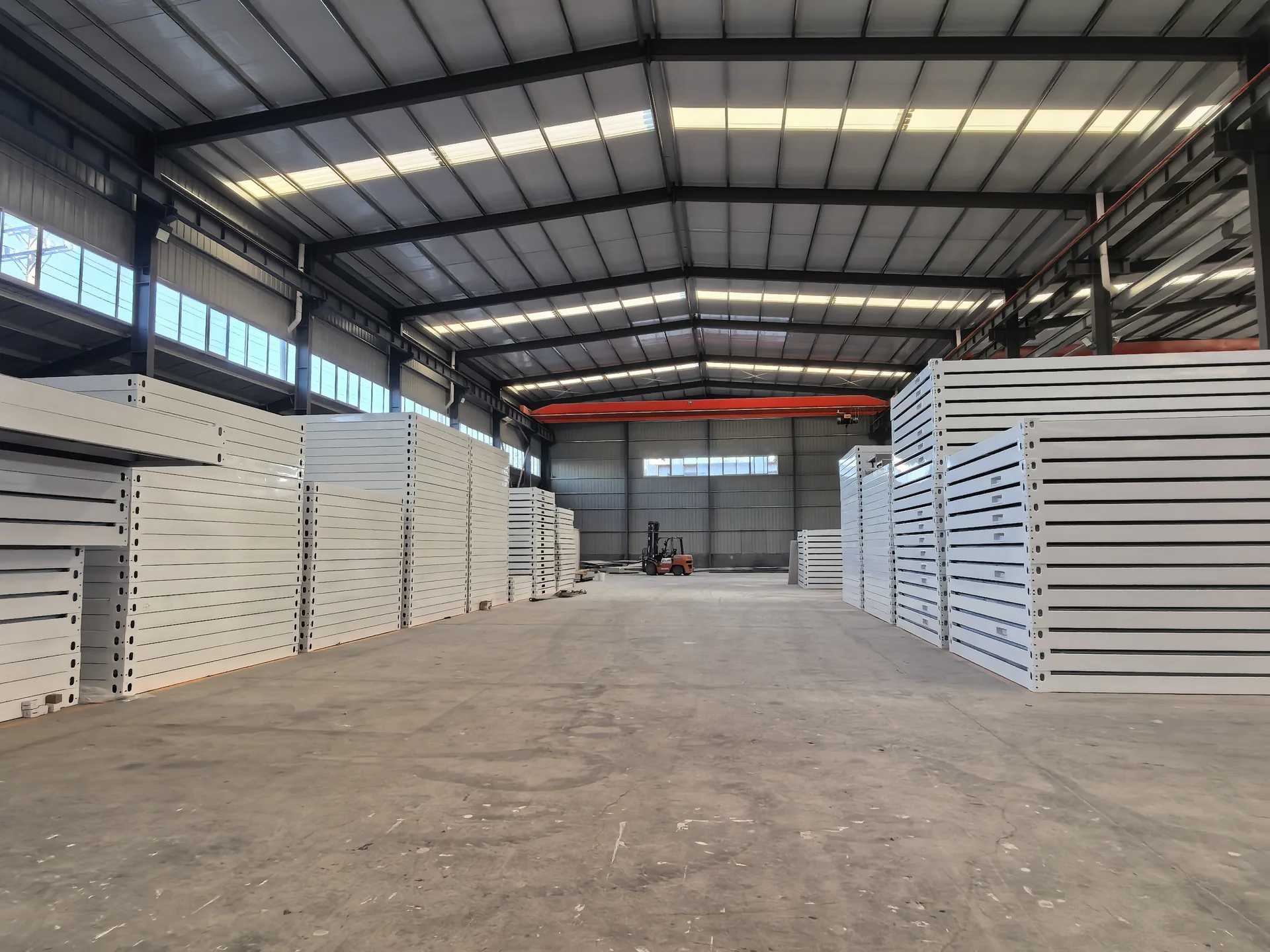 Modular building frames and components inside the factory