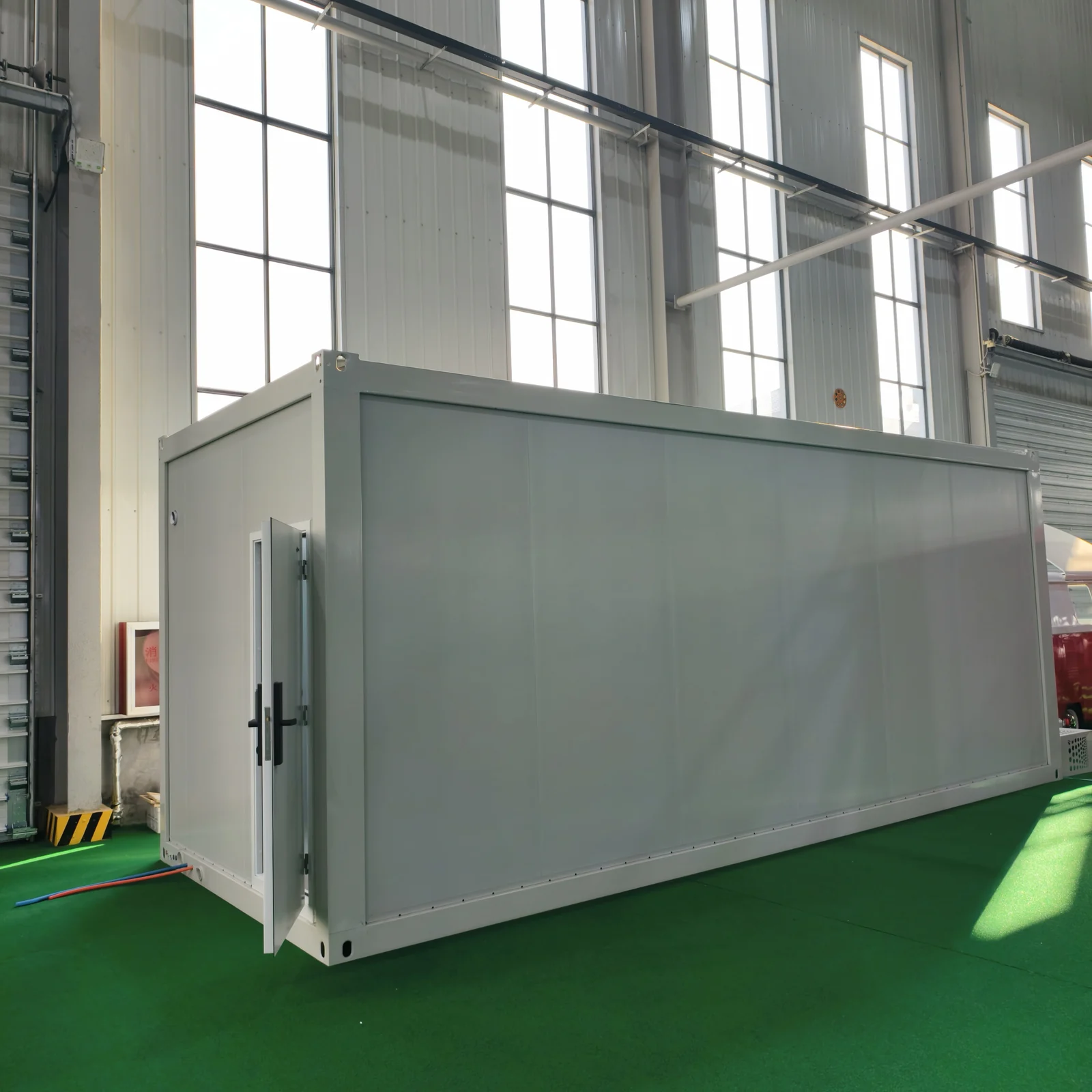 Frame and panel unit with side wall and entrance