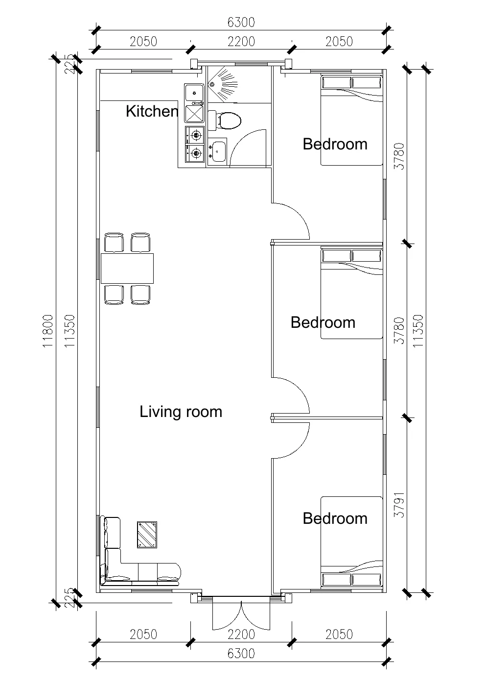 40 ft layout example supplied drawing